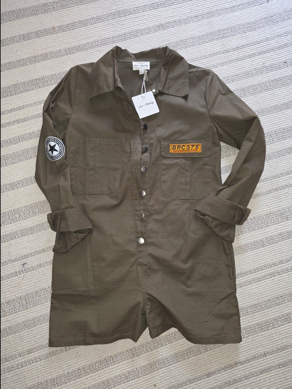 Nasty Gal Olive Utility Button-Front Romper - Picture 4 of 6